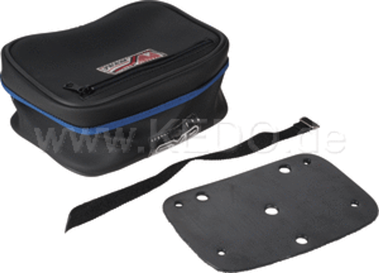 Tool Bag, black leatherette with blue seam, size approx. 23x15x10cm