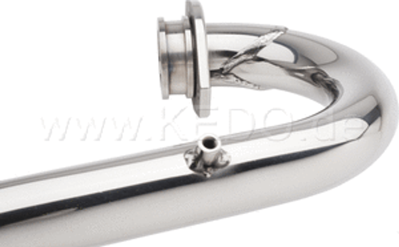Header Pipe Stainless Steel TT500 XT500, polished, with flange and heat shield mounting spots