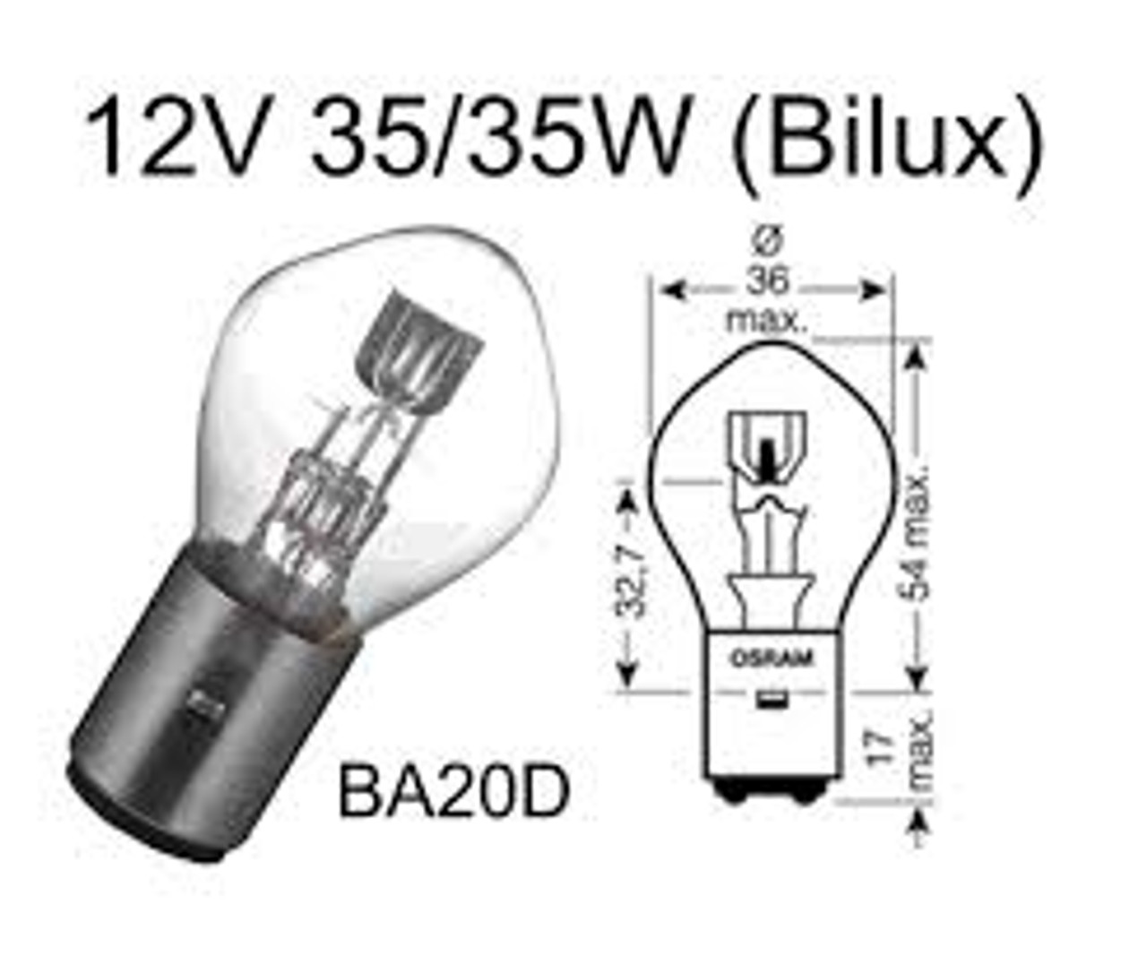 Bulb Headlamp 12V Bilux 35/35W BA20D XT500