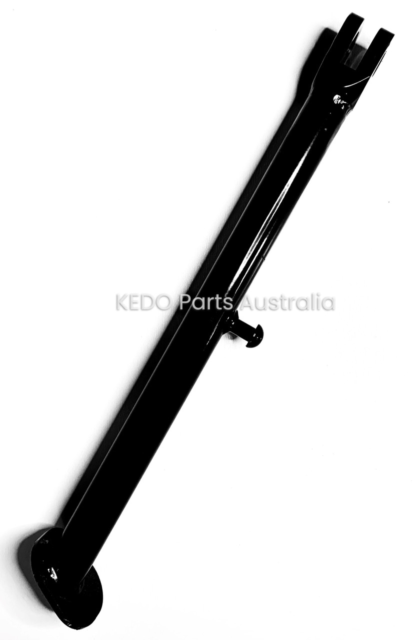 KEDO HeavyDuty Side Stand, for 12mm frame hole and 1 spring (or 2 nested), with stop limiter, black plastic coated