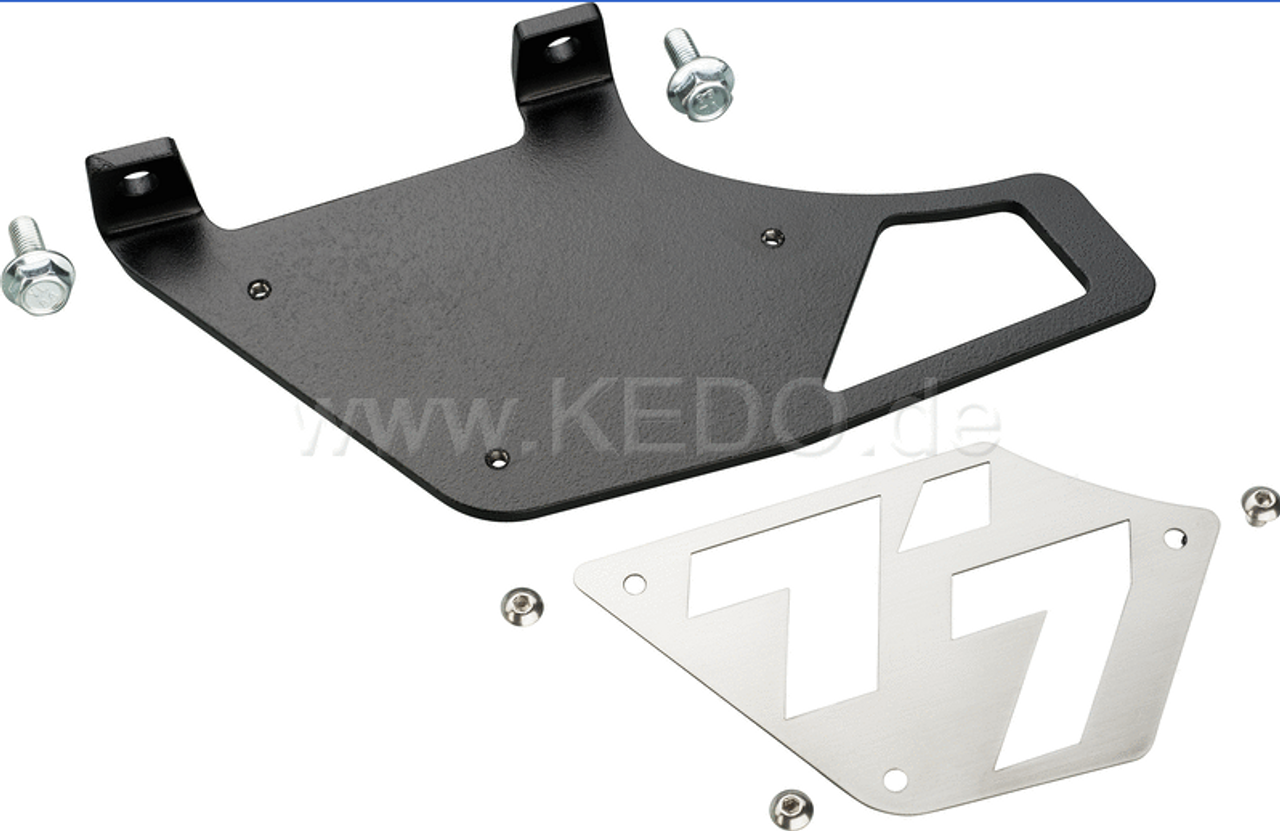 KEDO T7 Chain Guide "T7", aluminium black plastic coated, with stepped stainless steel cover, incl. mounting material