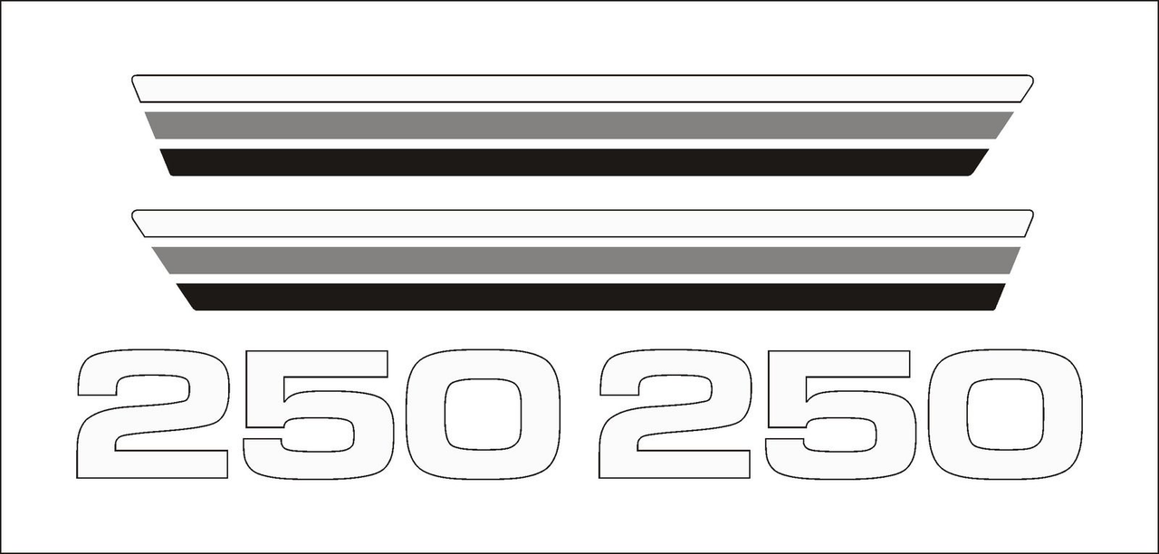 Decal Set for Side Cover Left and Right XT250, 4pcs, white/silver/black