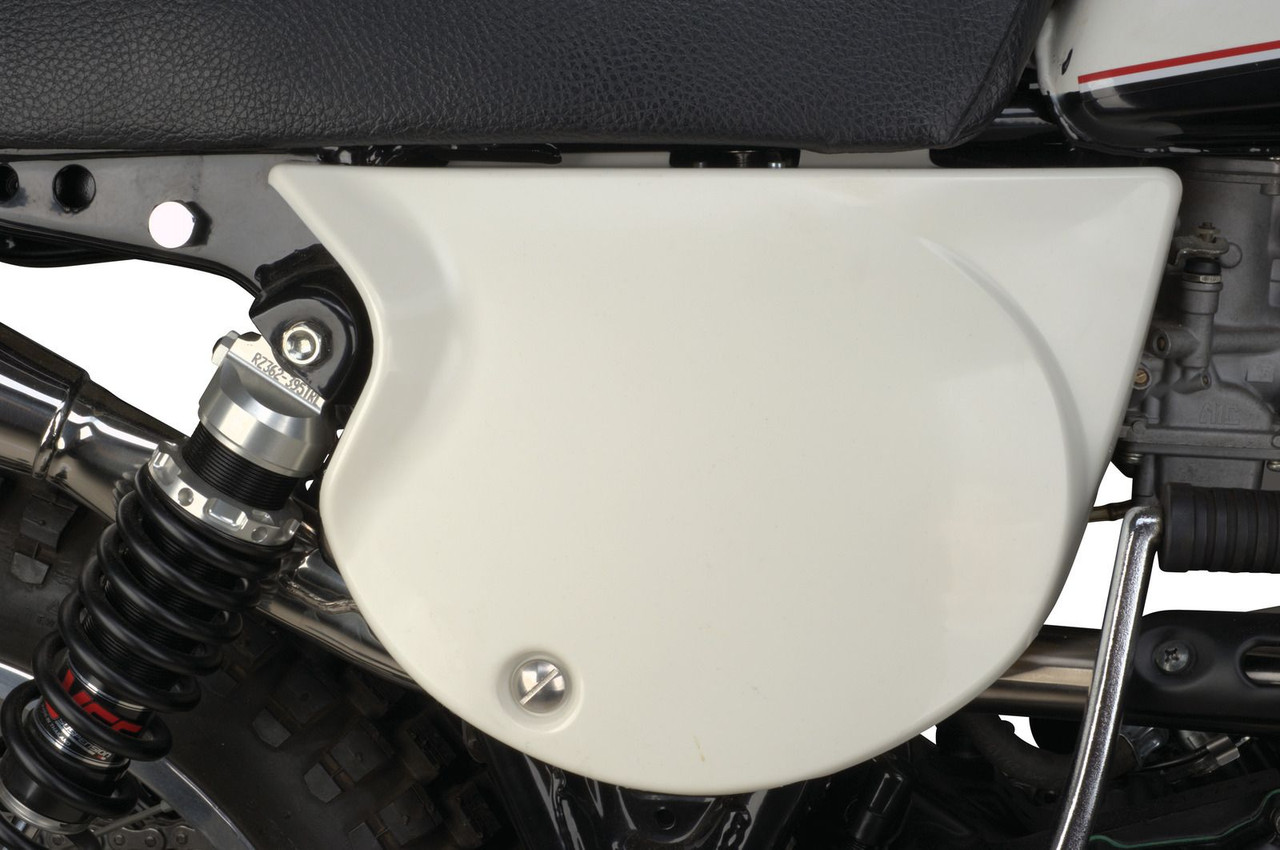 Replica Side Cover Right, White / Clean White TT500, XT500, shape like TT, therefore only suitable for exhaust without flame box/expansion chamber