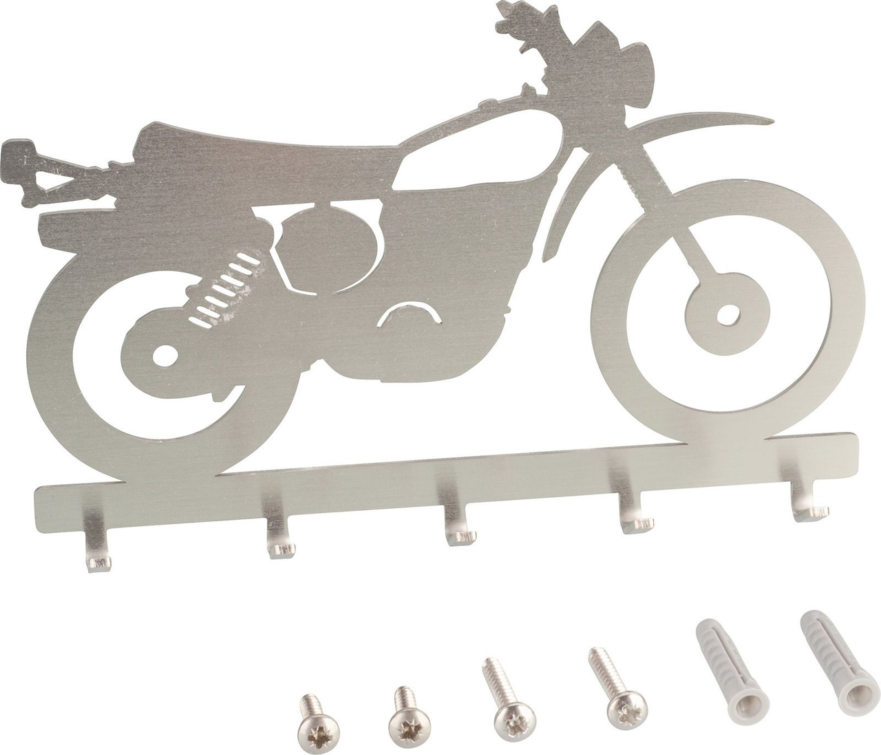 Keyboard/Coat Rack 'XT500', size 178x113mm, 5 hooks, 2mm stainless steel, incl. dowels & stainless steel bolts