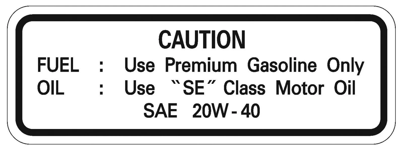 Service'- Decal, FUEL-OIL (4Z, 20W-40) XT500