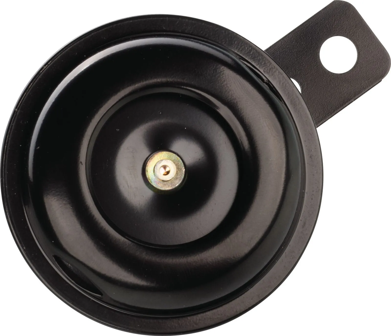 Horn 6V 100dB, diameter approx. 70mm, black, horn and bracket are rigidly riveted together and cannot be separated