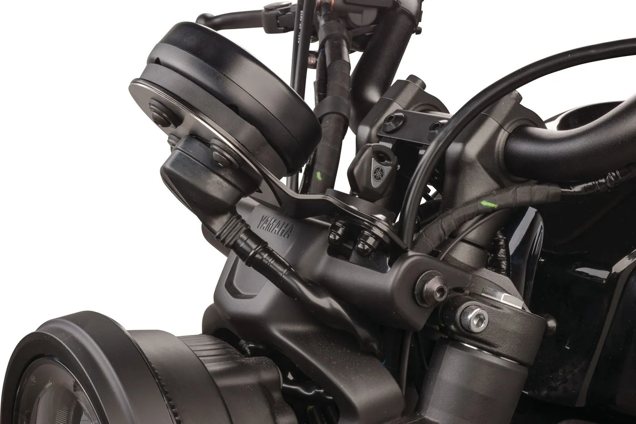 KEDO Speedo Bracket for original Yamaha Round Instrument, Aluminium black coated, central speedo position slightly angled for best readability