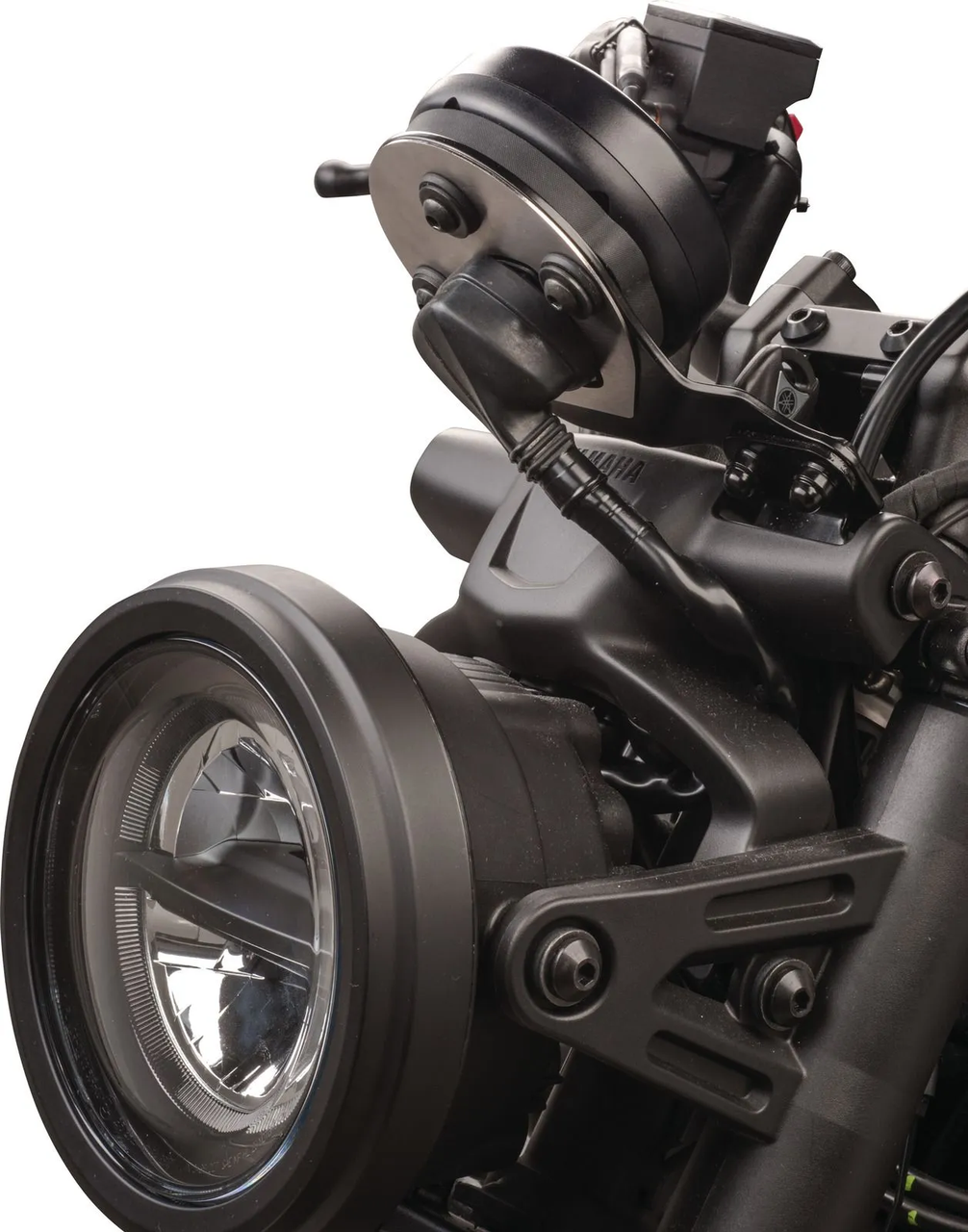 KEDO Speedo Bracket for original Yamaha Round Instrument, Aluminium black coated, central speedo position slightly angled for best readability