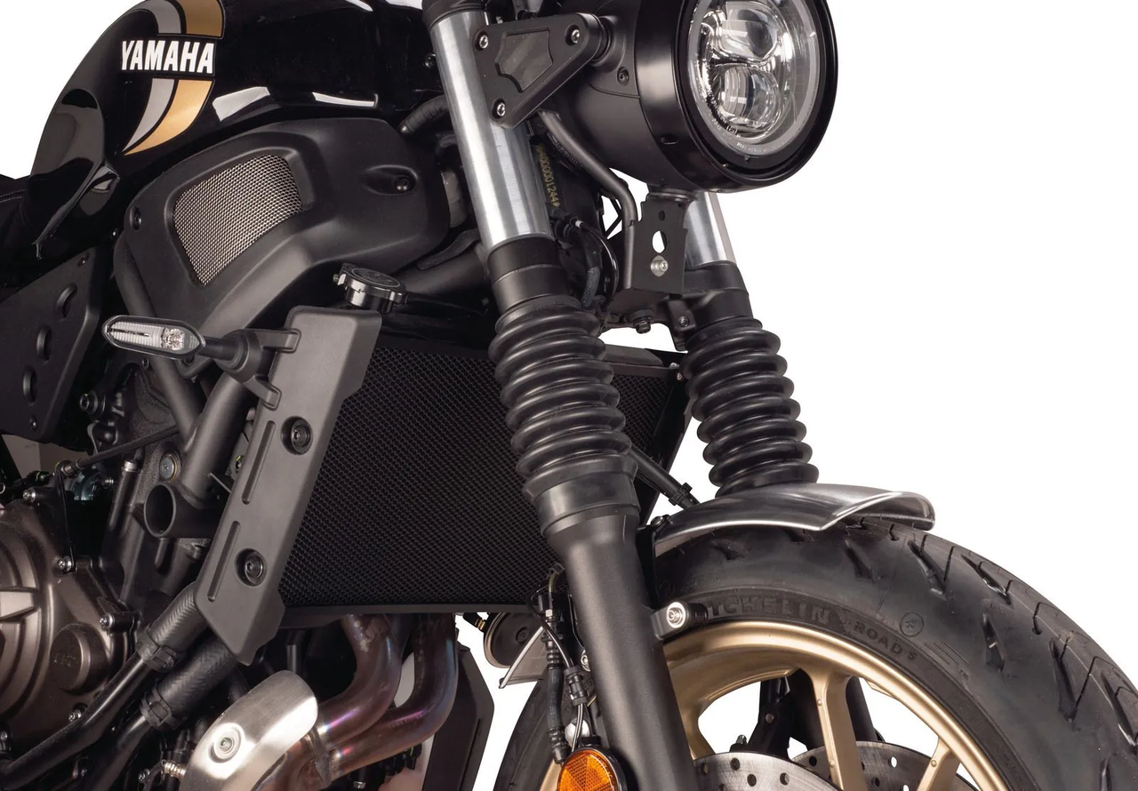 Aluminium Front Fender incl. Bracket (black), complete ready to mount, YAMAHA FZ-07 to 2014, MT-07' to 2014, XSR700 to 2020, incl. Bracket, aluminium untreated, handmade, Made in Germany