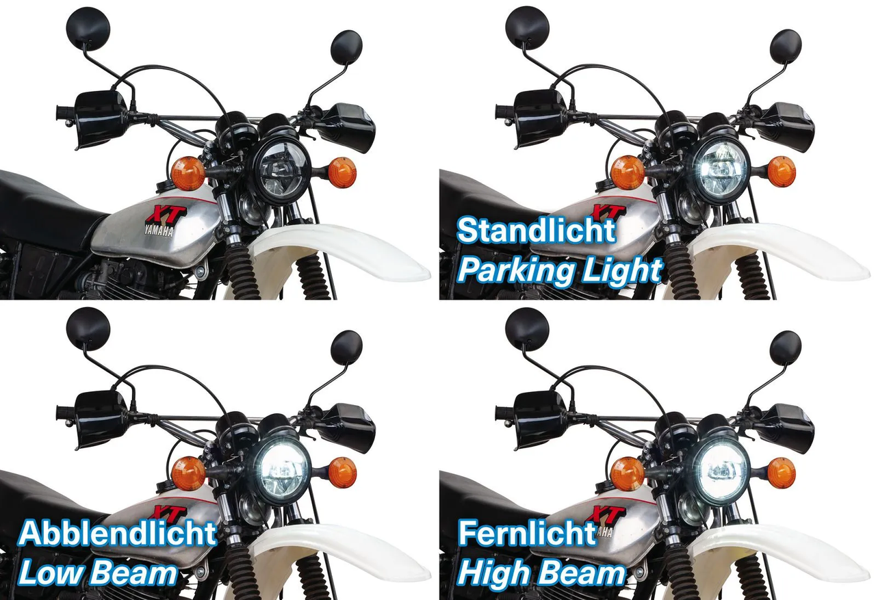 LED Headlight Insert, 12V DC with parking lights, low and high beam, H4 connection, e-approved, operation only on 12V conversions WITHOUT AC