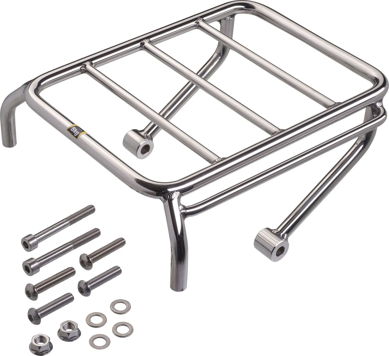 Yamaha SR400, SR500 Mini Pannier Rack, Stainless Steel, Blank, Wrenchmonkees/GibbonSlap-Style, incl. Mounting Material, Size 245x180mmMini Pannier Rack, Stainless Steel, Blank, Wrenchmonkees/GibbonSlap-Style, incl. Mounting Material, Size 245x180mm