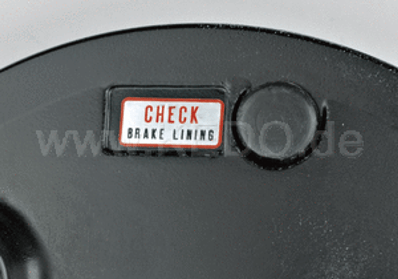 Decal "Check Brake Lining" Rear Brake Backing plate