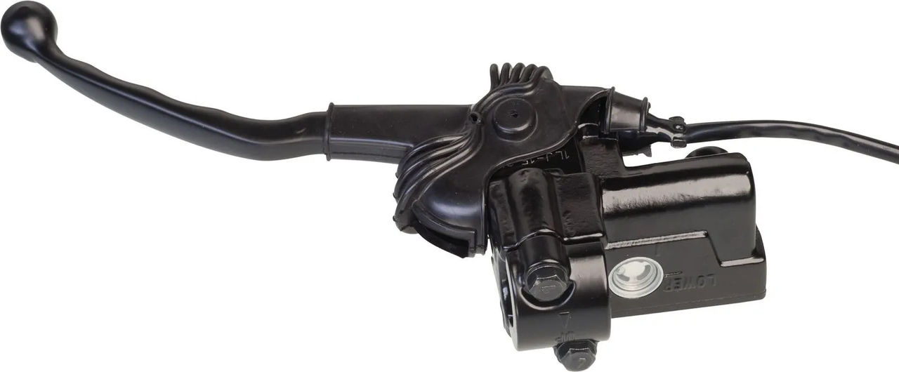 YAMAHA SR400, SR500 Replica Master Cylinder '48T' incl. Black Brake Lever, Clamp and Brake Light Switch, Suitable for OEM LH-Thread Mirror