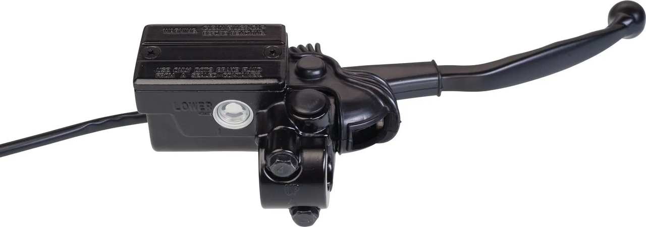 YAMAHA SR400, SR500 Replica Master Cylinder '48T' incl. Black Brake Lever, Clamp and Brake Light Switch, Suitable for OEM LH-Thread Mirror