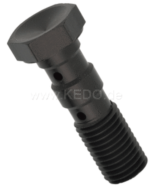 Banjo Bolt, Dual Hose M10x1.25, black anodized Yamaha