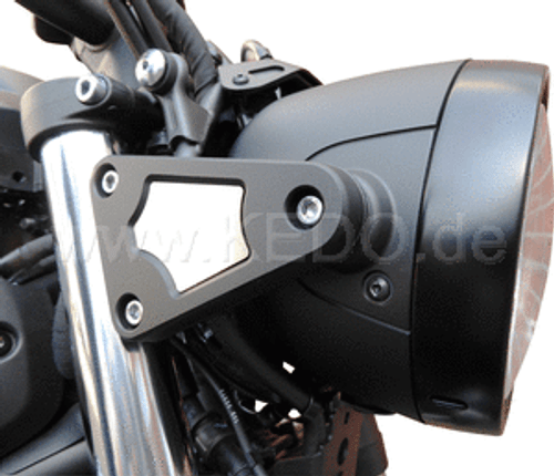 Stainless steel covers for original indicator mounts in headlight bracket, 1 pair, incl. adhesive pads Stainless steel covers for original indicator mounts in headlight bracket, 1 pair, incl. adhesive pads