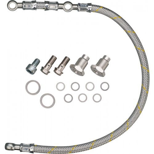YAMAHA SR400 SR500 TT500 XT500 Oil Line Kit Twin Feed 'RaceLine' Braided Stainless