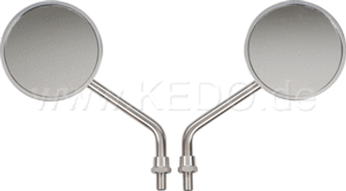 Mirrors Classic Round Black Satin Back with Stainless Steel Stem (pair)