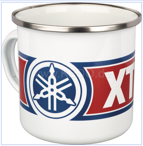 Nostalgia Cup 'XT500', 300ml, white/red/blue in gift box, enamel with metal edge (hand washing recommended)