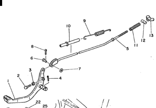 Spring for Brake Linkage TT250, XT250, XT350, XT550, TW200(OEM 90506-18289), if possible change item 20013 at the same time