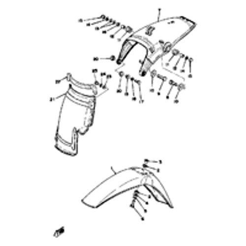 1976 XT500C - Parts List & Diagram - FRONT FENDER - REAR FENDER (Add to cart for FREE high resolution download)