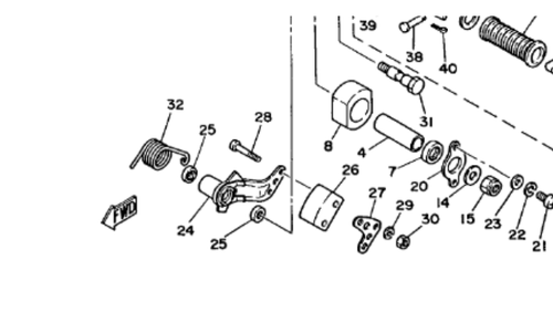 YAMAHA SR250, SR400, SR500, TT250, TT500, XT250, XT500 Pan Head Screw Thrust Bearing, Axial, for Rear Swingarm/ Cam Guide Stopper OEM #97885-06012-00