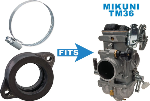 Intake Manifold for TM36 Carburettor in combination with UNMODIFIED cylinder head (Flowbench/reworked intake duct), incl. clamp