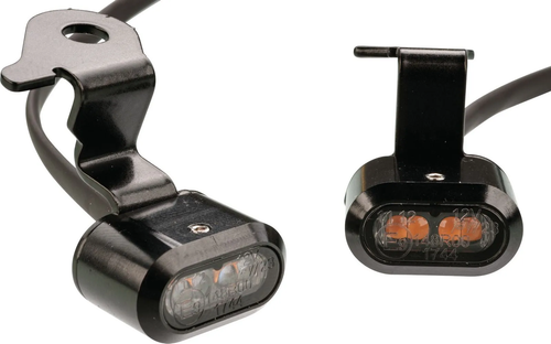 YAMAHA FZ-07, MT-07, XSR700, FZ-09, MT-09, XSR900 Handlebar Switch Indicators, front, 1 pair, LED, almost invisibly in aluminium housing, hard anodised, stainless steel holder for brake/clutch