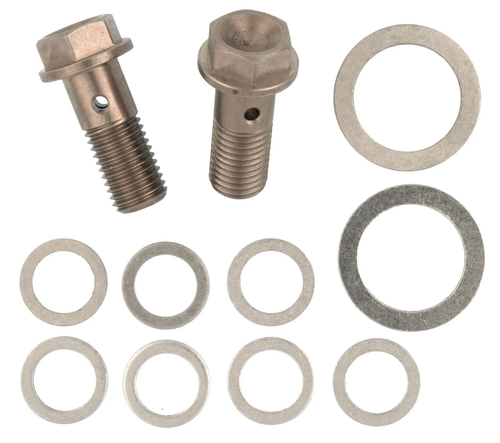 Service-Kit YAMAHA SR400, SR500, TT500, XT500(2x Stainless Steel Banjo Screw, 9x Aluminium-Sealing Shim) for all KEDO Twin Feed Oil Kit