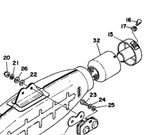Endcap, Silencer YAMAHA TT500, XT500 (Stainless Steel), OEM reference # 1T1-14752-01-00