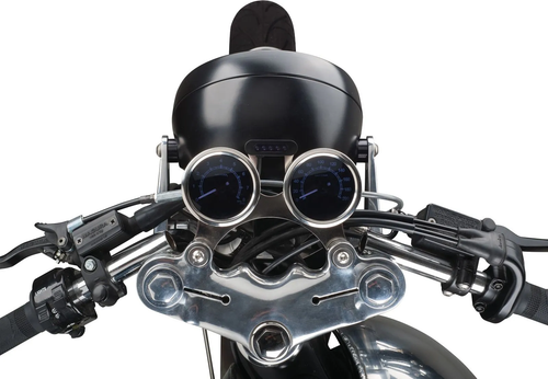 Gauge Bracket for Daytona 'Velona Tachometer & Speedometer YAMAHA SR400, SR500, incl. material for lowering the main switch 'Duo Plus', black coated stainless steel