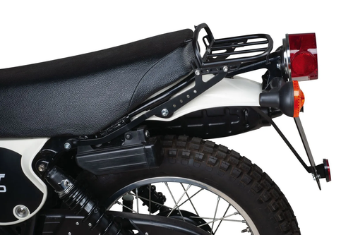 YAMAHA XT500 Mini Luggage Rack, stainless steel black, complete with brackets, luggage area approx. 23x15cm, only suitable for the long German seat (-'79 and '80-)