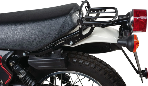 YAMAHA XT500 Mini Luggage Rack, stainless steel black, with brackets and mounting hardware, luggage area 23x15cm, suitable for the short seat (-'79 and '80-) ONLY