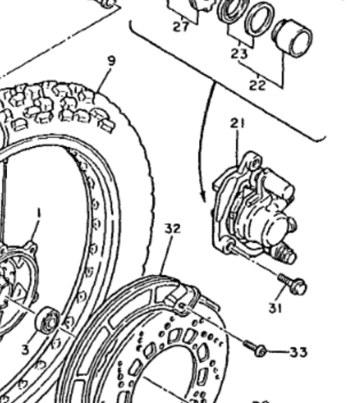 YAMAHA XT600 Front Brake Caliper, Left Side OEM 1VJ-25810-10, 55W-2580T-00