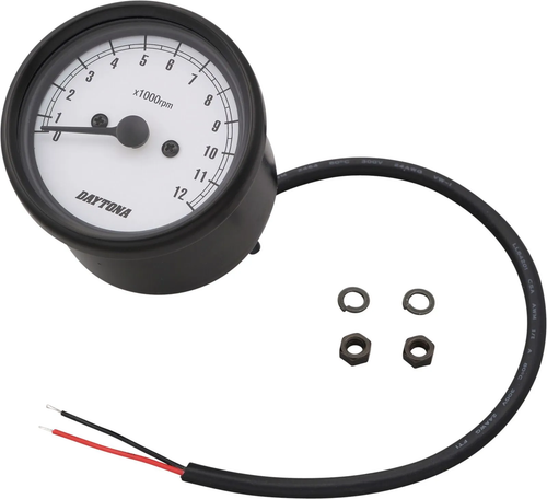 Daytona 'Mechanica II' Tachometer, 12.000 rpm, 60mm diameter, black case , dial white, LED illumination, 6-12V