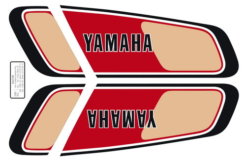 YAMAHA XT500 Fuel / Petrol Tank Decal Set – 1977 Black Red Beige Overcoatable LH RH Service YAMAHA XT500 Fuel / Petrol Tank Decal Set – 1977 Black Red Beige Overcoatable LH RH Service