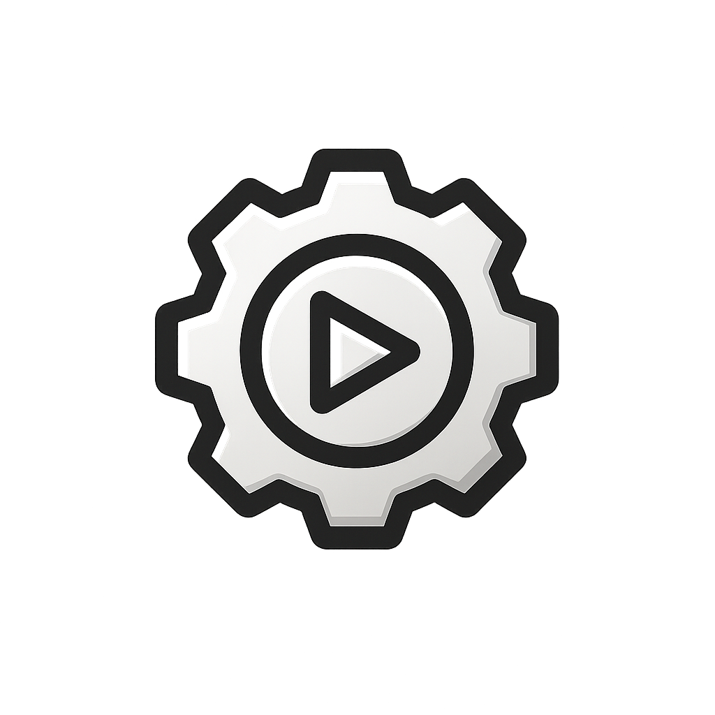 Gear with play icon for How-To Videos