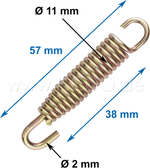 Spring for Muffler, Universal, Zinc-Plated, 57x11mm, 1 Rotating Hook