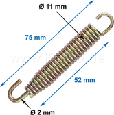 Spring for Muffler, Universal, Zinc-Plated, 75x11mm, 1 Rotating Hook