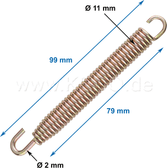 Spring for Muffler, Universal, Zinc-Plated, 99x11mm, 1 Rotating Hook