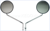 Mirror Left & Right, 1 pair, black, diameter approx. 105mm, mirror arm approx. 145mm