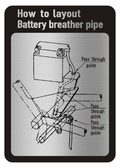 Information Sticker Routing Battery Breather Hose, black/silver, mounting point: side cover left/inside XT250