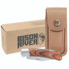 Bison River 4" Wood Folding Knife with Leather Sheath