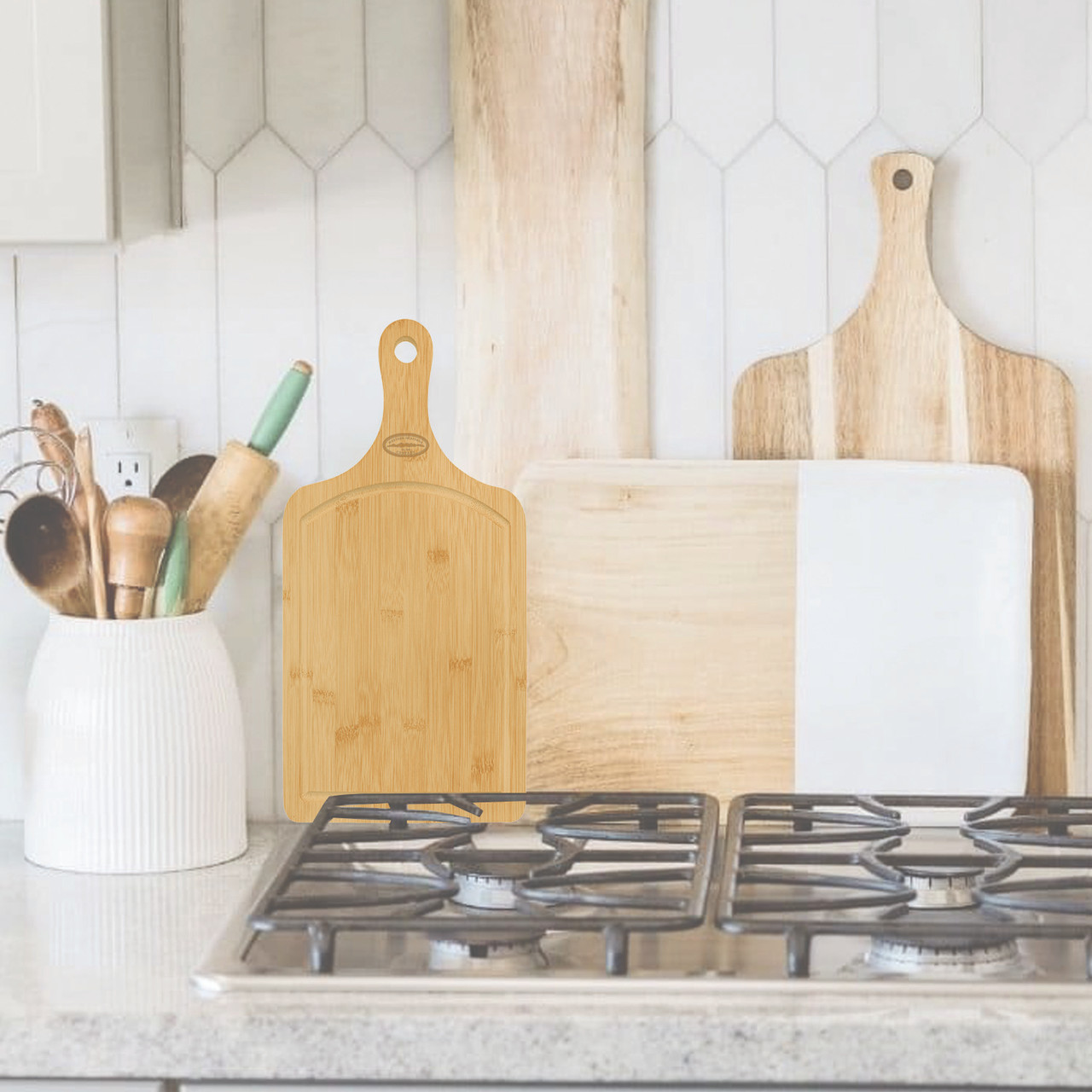 Bamboo Cutting Board - Paddle Style with Drip Ring