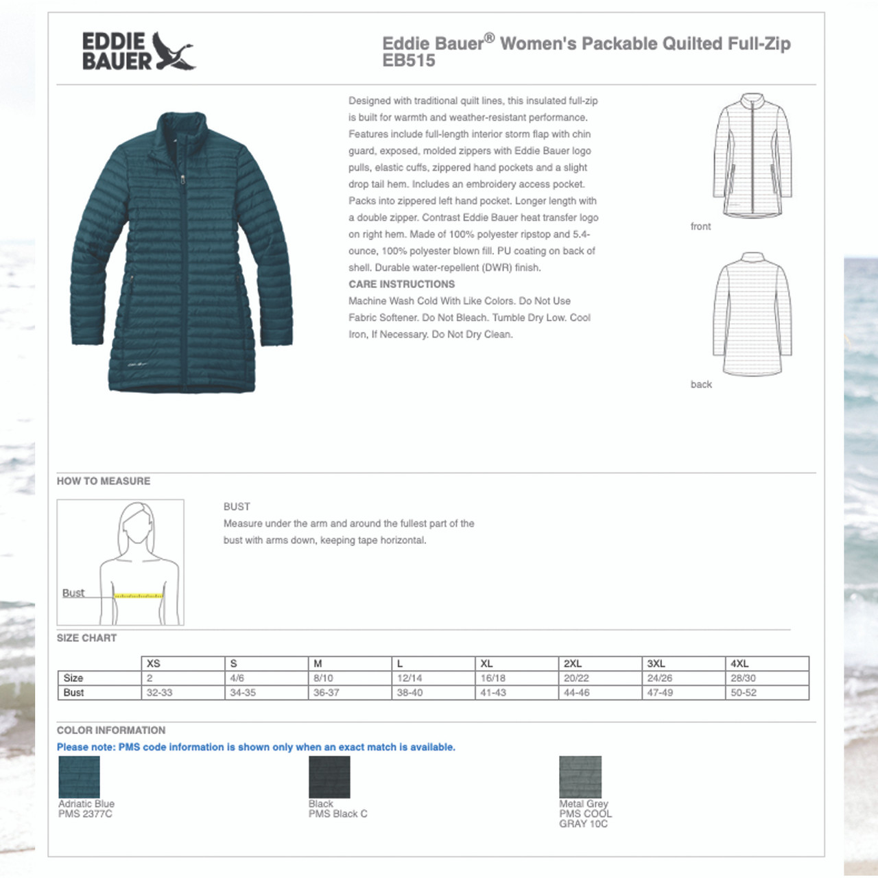 Eddie Bauer® Packable Quilted Full-Zip Jacket w/Zipper Pull