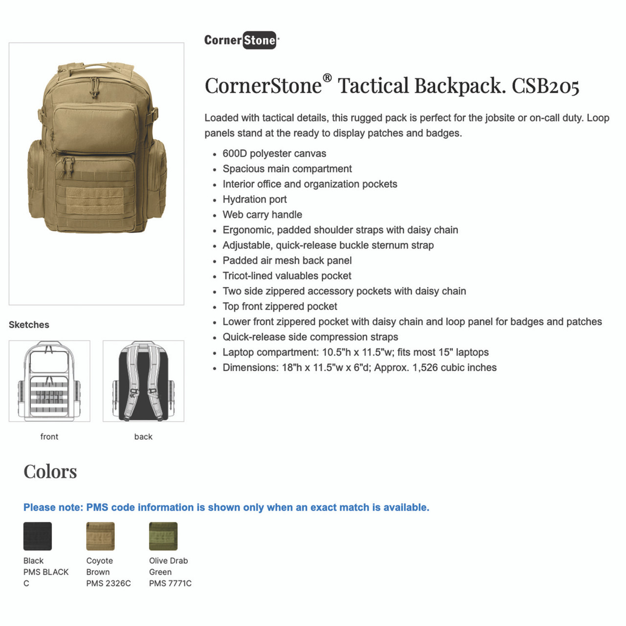 CornerStone® Tactical Backpack