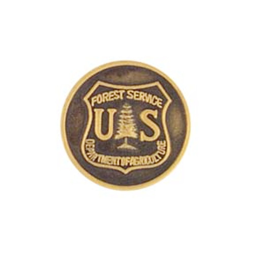Forest Service Shield Round Brass Pin
