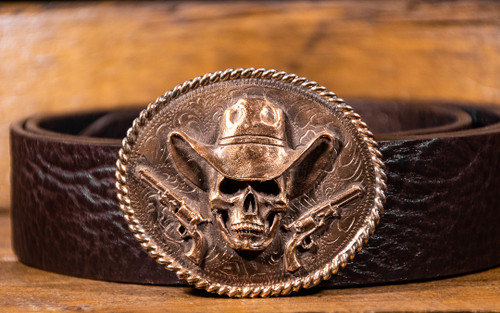 Cowderry Metal Oval Cowboys Belt Buckle Guns