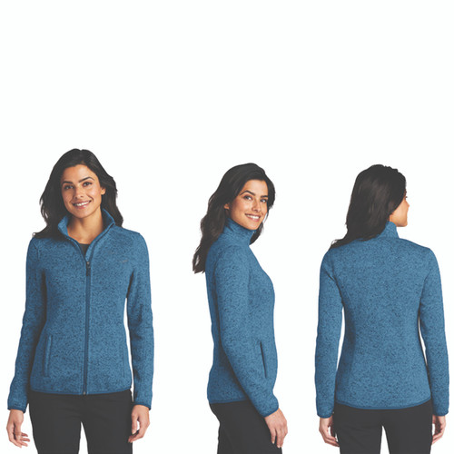 Port Authority Women's Sweater Fleece Jacket w/Zipper Pull (Blue Heather) Small 35% off
