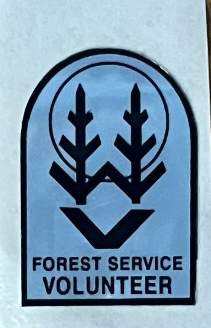 Forest Service Volunteer Sticker - 15/16" METALLIC SILVER (Mini) (ARCH LOGO) (discontinued)